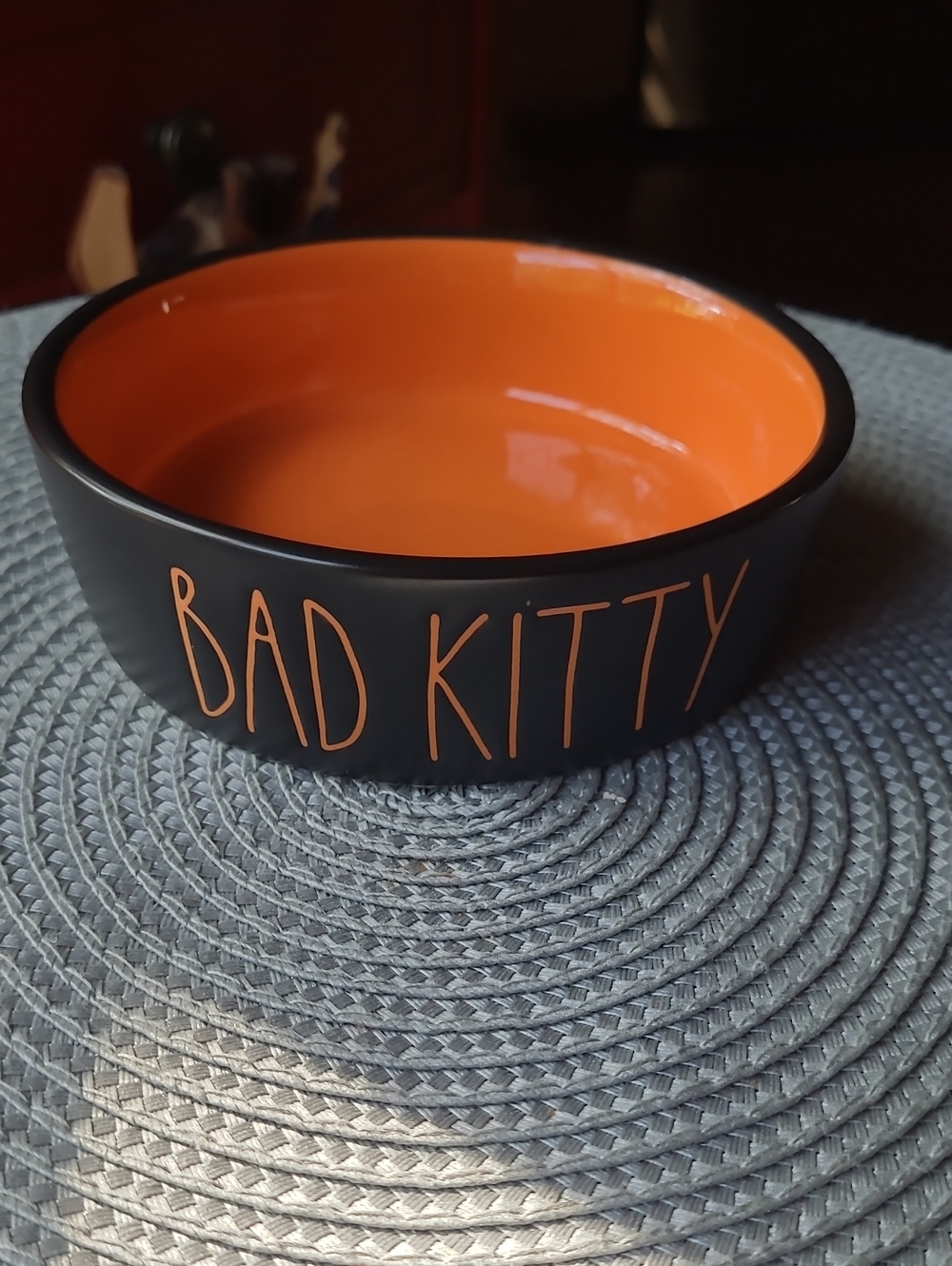 NEW Rae Dunn Halloween Bad Kitty  Ceramic Pet Bowl